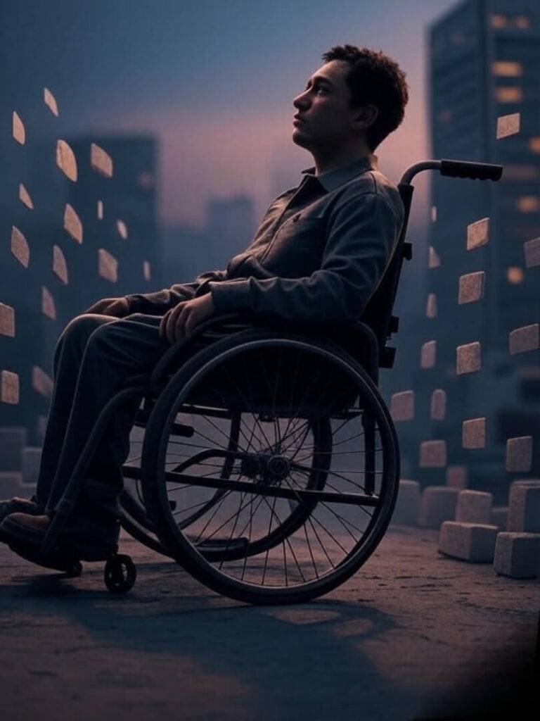 "Abstract barriers for disabled employee, symbolizing 2025 discrimination case."